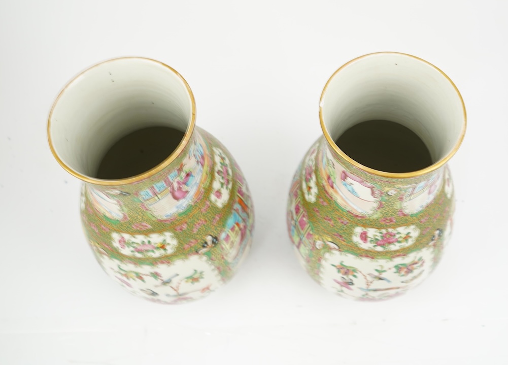 A pair of Chinese famille rose baluster vases, 19th century